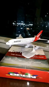 Qantas A380 Diecast Airplane Model with Landing Gears and Stand for Display Collection Souvenirs Gift Items 8 Inches