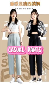 (READY STOCK)WomenS Summer Suit Straight Cut Leg Long Pants for Women