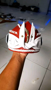 Iket Tradisional Jawa Sunda/Blangkon Kulit/Bendo Kulit/Blangkon Merah Putih