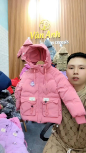 (14-36 kg ) Áo phao trẻ em  chất liệu nhung lì hoạ tiết hình in Kurumi  bên trong lót lụa mặc dày dặn ấm áp mẫu mới