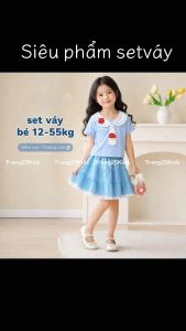 (hàng mới về) Set Váy Bé Gái Chân Váy Voan 2 lớp  Áo thun Cà Vạt Nấm Gòn Hoa nổi - Trang 25 Kids Store