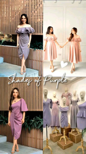 Violet Lavender Purple & Dusty Rose Dress Collection by Star Sky Dress Shop Assorted Designs Formal Cocktail Mini Midi Maxi Length Elegant Minimalist Designs Bridesmaid Entourage Wedding Guest Graduation Induction Infinity Christening Pre Nup Reception