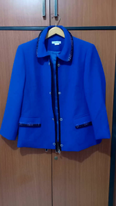 Blazer Wanita Korea Biru Blazer Kantor Formal Atasan Outer Mewah 1235