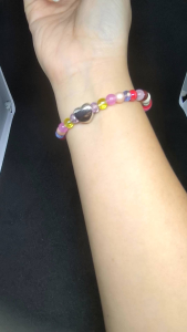 Handmade beaded bracelet with candy colours