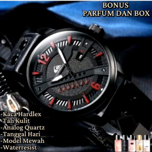 Jam Tangan Pria Kasual QS Outdoorwal Ocean Surfing Sport Genuine Leather Strap Tali Kulit Free Parfum dan Box