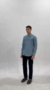 Vanfive Kemeja Pria Koko Lengan Panjang FATTAH Denim Slate