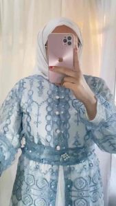 AZZURA DRES SET OUTHER FREE BELT LEPASAN 3 IN 1 MANTAB GAMIS LEBARAN BROKAT CANTIK INNER TILLE POLOS
