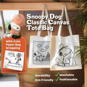 Snoopy Cartoon Shoulder Canvas Tote Bag Casual Handbag Tote Bags Students Book Bag