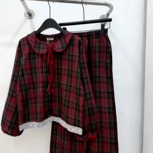 SÉT BỘ PYJAMA TAY DÀI QUẦN DÀI CỔ SEN CHẤT ĐŨI DẠ