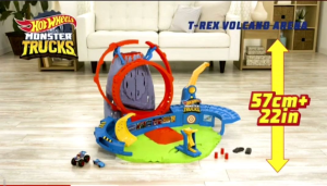 Bộ đồ chơi Hot Wheels Monster Trucks T-Rex Volcano Arena với ánh sáng âm thanh