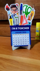 Teachers MINI Desk Calendar 2026 made of thick photopaper with stand approx. 20 cm x 13cm very Affordable Vibrant Print