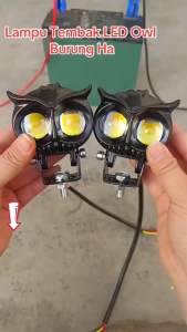 LAMPU TEMBAK LASER OWL 2 MATA 2 WARNA HIGH LO PUTIH KUNING LAMPU TEMBAK MOTOR BURUNG HANTU 2 LENSA SUPER TERANG
