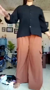 Celana Panjang Wanita Kulot Cargo Crinkle Airflow