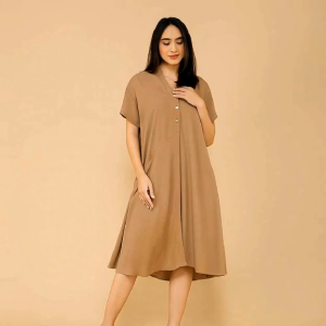 Hanania01 Arnisa Dress Casual Wanita Bahan Rayon Super Tebal Tidak Menerawang Adem Awet