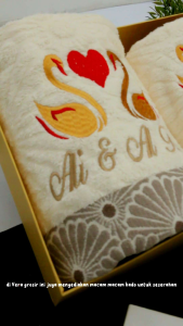 Handuk Couple Dua Ukuran Standart+Travel Bordir Nama Design Wedding