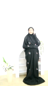 Mukena Terusan Dewasa Lajuran Tabur Buket Bordir