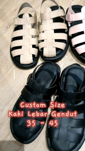 Sandal Wanita Kekinian Jumbo Size Gladiator Tali Strap 3 Platform Custom Kaki Lebar Gendut Sendal Hadiah Kado