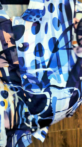 Kemeja Fullprint Spoon Motif Abstrak Biru