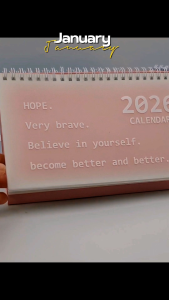2027 Desk Calendar With Inspirational Quotes - White Cover - Gold Text - 25cm x 21cm - Desktop Use