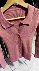 Atasan Wanita Cardigan V-neck Pollo Lengan Panjang Bahan Rajut Premium