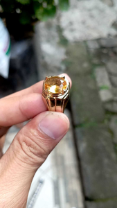 cincin batu yellow citrine cutting oval ring alpaka gold