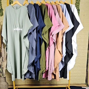Baju Anak Perempuan 9 10 Tahun Kekinian Tiara Kaftan Size Tanggung Plain Kain Krep Premium