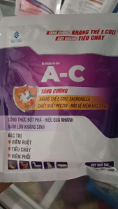 A-C trị viêm ruột tiêu chảy viêm phổi gói 100 gram pha nước hoặc trộn thức ăn cho gia súc và gia cầm.
