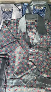 Đồ bộ Pijama lụa phi bóng tay dài trung niên đồ ngủ ông già