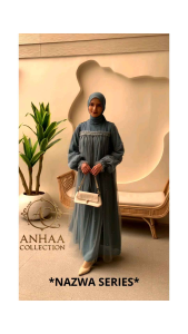 NAZWA SERIES set gamis dan pasmina mix tile payet kekinian cantik adem mewah elegant