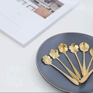 Stainless Steel Sakura Spoon Dessert Spoon Tea Coffee Mixing Spoon Vintage Stainless Steel Beverage Tableware