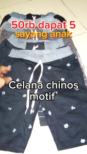 FLASHSALE CELANA ANAK PINGGANG MELAR / CELANA MOTIF ANAK KEREN / CELANA CHINO ANAK 50RB DAPAT 5