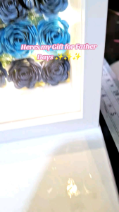 Fathers day Customized Shadow box gift with light and flowers