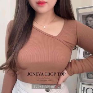Joneva Crop Top | Atasan Rib Wanita Korean Fashion | TGA Fashion Grosir