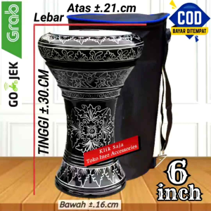 Darbuka Kayu Atau Tumbuk Anak 6 Inch Hitam Silver Rolling