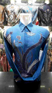 Batik Pria Lengan Panjang Katun Prada Super Biru Muda