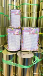 เซตคอมโบ้ 1 แถม 2 กระปุกออมสินทึบสูง 23cm+ กลมจัมโบ้ 22cm+กลมเล็ก 16.8cm ตารางออม 1 หมื่น (คริสต์มาส)