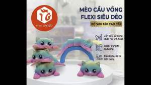Mèo cầu vồng Flexi siêu dễ thương Bộ sưu tập cao cấp Uốn dẻo cử động khớp linh hoạt Trang trí nội thất ấn tượng Móc khóa Ba lô tiện dụng
