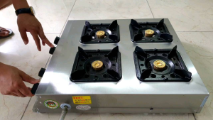 Bếp khè công nghiệp 4 lò loại dầy chia lửa đồng tặng kèm van dây GAS