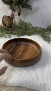 WOODEN BOWL (10x2.5 12x3”) CALABASH| SERVING SALAD SOUP RICE BOWL| ACACIA WOOD