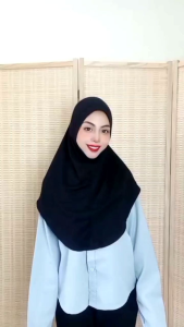[ Cotton Denim Berdagu Black & White ] Size M Tudung Sarung Denim Berdagu Awning Lembut Black And White