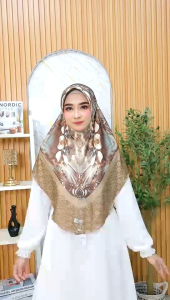 Hijab Bergo Kerudung Instan Oval Jersey printing motif bunga model Terbaru Terlaris dan murah.
