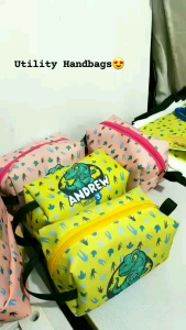 Customized Personalized Birthday Durable Dinosaur Theme Hand Bags for Kids perfect for Birthdays Hygiene Kit Toy bags School.kit etc