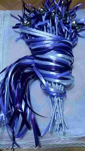 Wedding Wand with 2pcs bell and 3 strands of ribbon open for request color or motif