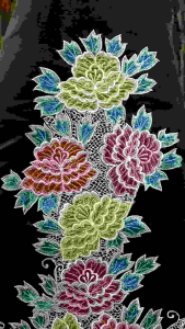 SETELAN BAJU KURUNG BORDIR BUNGA ORGANDI KERANCANG