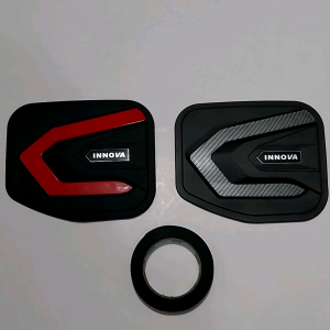 Tank Cover Tutup Tangki Bensin Mobil Toyota All New Innova Reborn Tahun 2016-2022 Hitam List Merah Carbon Black