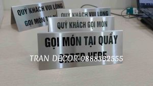 [ SP Mới] Biển gọi món tại quầy Thanh toán tại quầy order tại quầy loại cao cấp bằng inox 304 2 mặt chữ