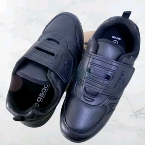 MBS 6551 ASADI Size 29 - 39 School Black Shoes PVC Velco Kasut Sekolah Hitam Lekat