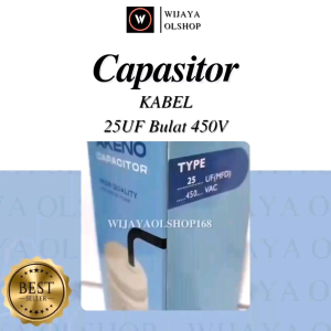 Kapasitor 25uf 450VAC Bulat Kabel/AKENO