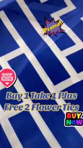 2 pcs big curtain & 2 pcs cute flower tie - Standard Size Blue Coor for Window or Door Curtains 60x70 inches or 6ft Geena Fabric