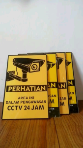 SIGN BOARD AREA DI AWASI KAMERA / TOKO DI AWASI / HIASAN DINDING ACRYLIC